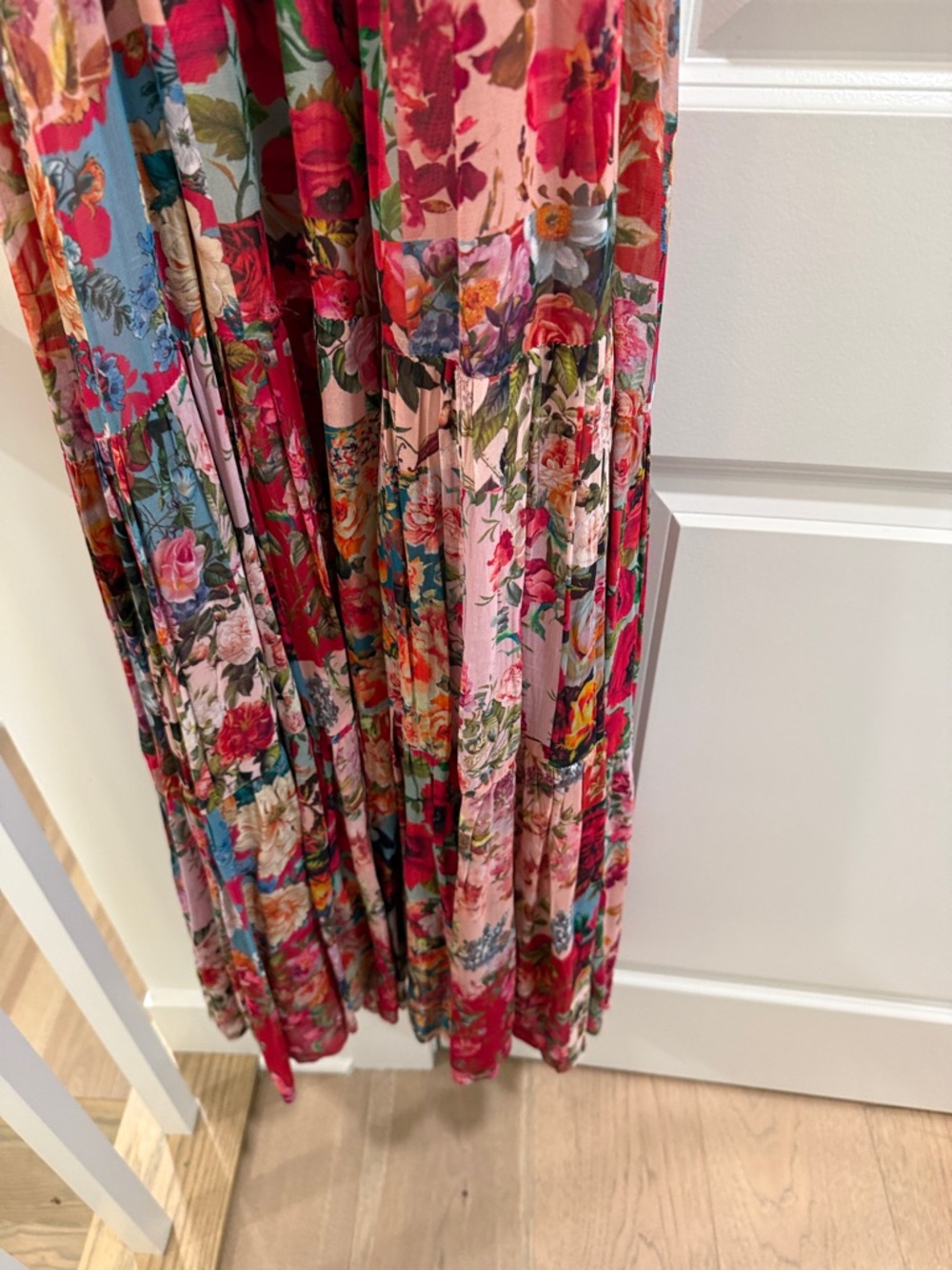 Anthropologie Floral Halter Maxi Dress in Pink, Red & Blue - Picture 5 of 6